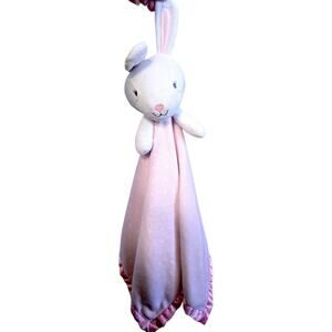 Cloud Island Pink White Polka Dot Bunny Satin Oversized Baby Security Blanket